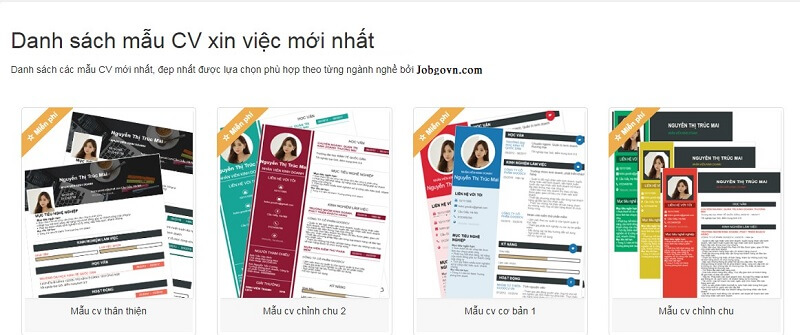 Tạo CV xin việc tại Jobgovn.com