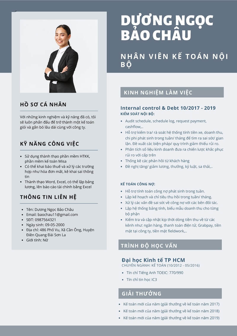 Tham khảo CV kế toán mẫu chuẩn tại Jobgovn