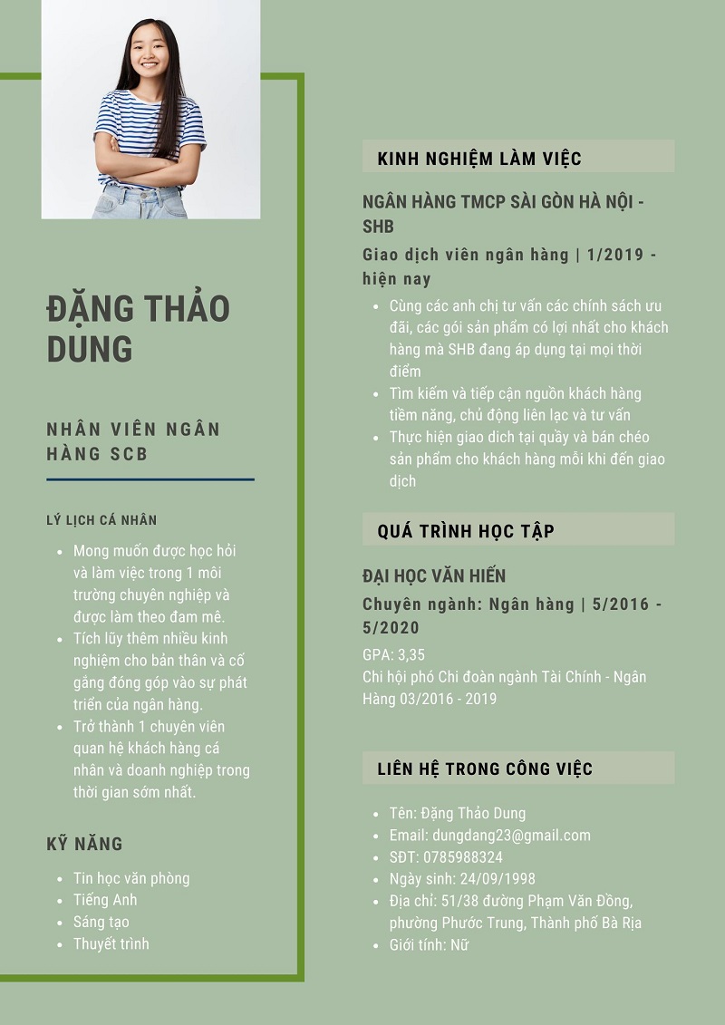 Mẫu CV đẹp ngành ngân hàng