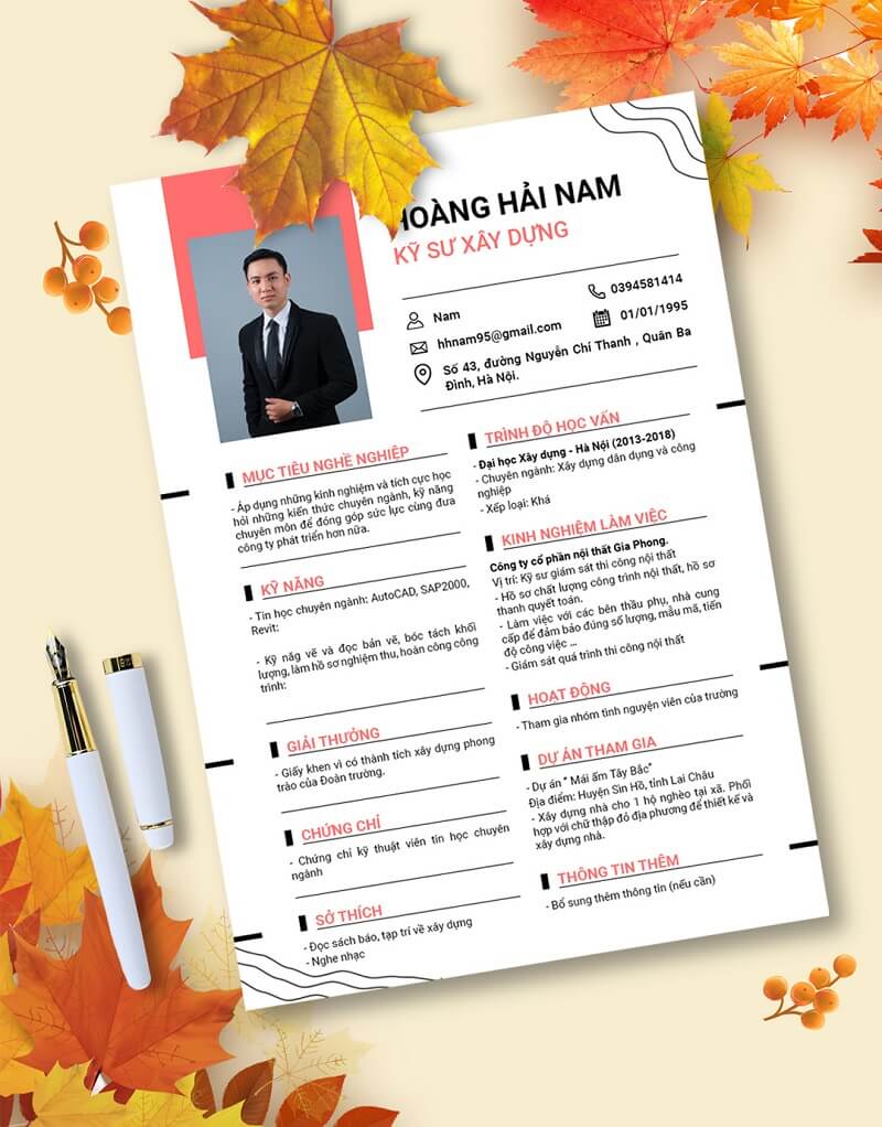 Mẫu CV xin việc ngành xây dựng