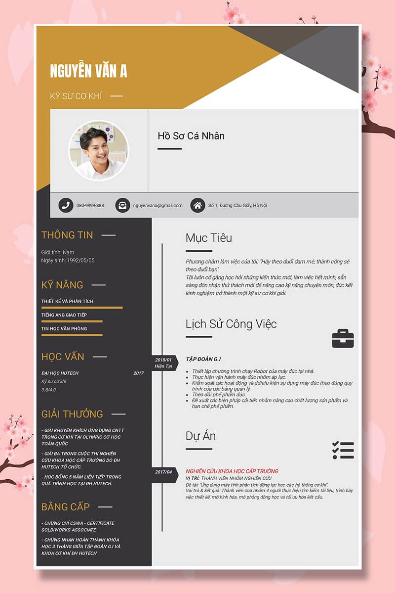 Ảnh đại diện trong mẫu CV ứng tuyển kỹ thuật viên