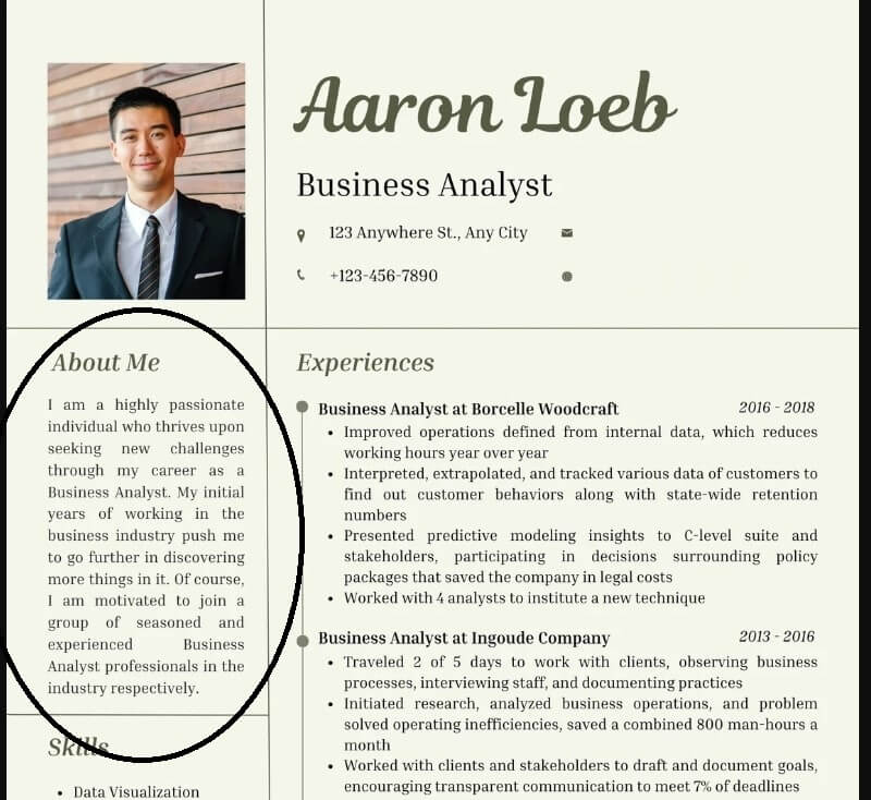 Tóm tắt cá nhân trong CV Business Analyst