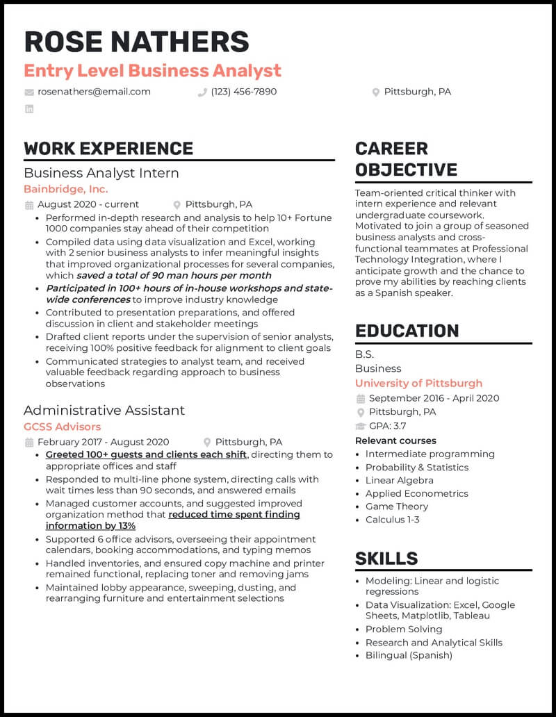 Mẫu CV xin việc Business analyst